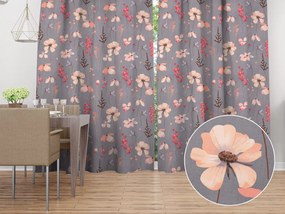 Biante Bavlnený záves Sandra SA-537 Ružové kvety na sivom 150x150 cm