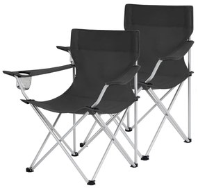 Sada skladacích kempingových stoličiek 2 ks, čierna