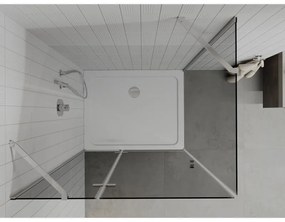 Mexen Roma, sprchový kút s krídlovými dverami 90 (dvere) x 100 (stena) cm, 6mm šedé sklo, chrómový profil + slim sprchová vanička biela + chrómový sifón, 854-090-100-01-40-4010