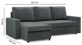 Rohová rozkladacia sedačka NEO Kronos fľaškovo zelená