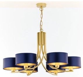Jupiter 2095 - Závesný luster na retiazke ARTHUR 6xE27/15W/230V modrá/zlatá