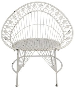Biela antik kovová záhradná stolička / kreslo Lillien - 82*50*90 cm