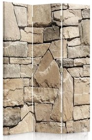 Ozdobný paraván Kamenná zeď - 110x170 cm, trojdielny, obojstranný paraván 360°