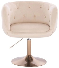 LuxuryForm DESIGN Kreslo MONTANA VELUR na zlatom tanieri - krémové