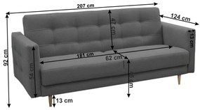 Tempo Kondela Celočalunený 3-sed, látka tmavosivá, AMEDIA