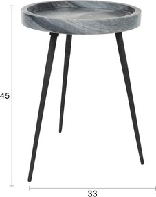 Okrúhly odkladací stolík s mramorovou doskou ø 33 cm Karrara – White Label