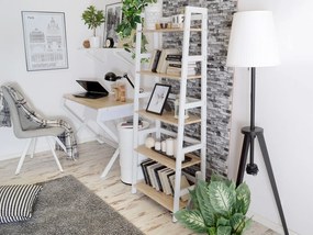 Regál Topaz (dub + biela). Akcia -19%. Vlastná spoľahlivá doprava až k Vám domov. 1111382
