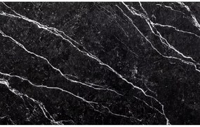 Jedálenský set 1 + 4, čierny stôl RAMOD 100x60 cm mramorový dekor + zelená stolička TURIN s čiernymi nohami