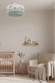 Brilagi-LED Detské prisadené stropné svietidlo BOBO 1xE27/60W/230V Ø 40 cm biela/zelená/so zvieracím motívom