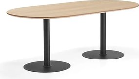 Stôl METRIC, ovál, 2000x1000x720 mm, čierna/dub