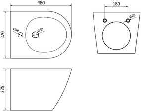 Mexen Lena, závesný bidet 480x370x325 mm, biela - zlatá, 35224806