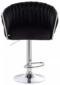 LuxuryForm DESIGN Barová stolička NORDEN VELUR na striebornom tanieri - čierna