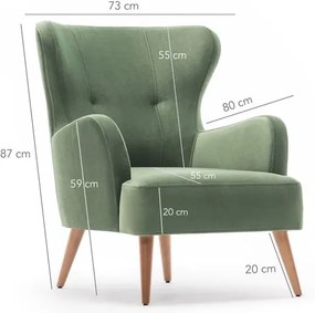 Zelené kreslo ušiak Balcab Home Jane
