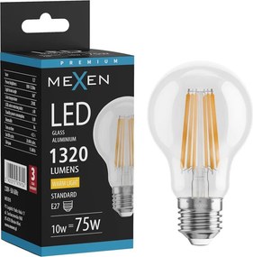 Mexen Vintis, LED filamentová žiarovka E27, A60, 10 W, teplá biela 2700K, číra, L150-E27-1027-00