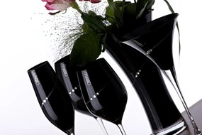 Diamante sklenená váza Silhouette City Black s kamienkami Swarovski 25cm