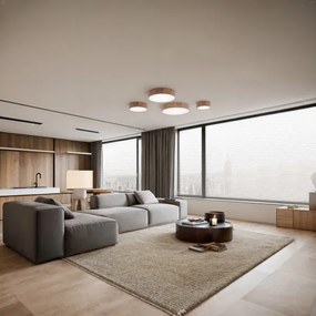 Kúpeľňové stropné svietidlo s čidlom CLEO 4xE27/24W/230V priemer 47,5 cm IP54 dub