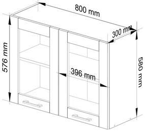 Horná kuchynská skrinka OLIWIA W80 H580 biela / betón
