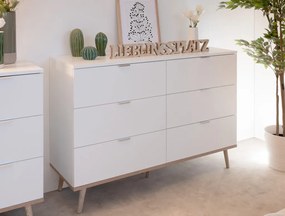 Komoda se 6 zásuvkami Göteborg, bílá/dub sonoma