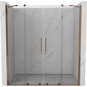 Mexen Velar Duo, posuvné dvere do otvoru 180x200 cm, 8mm číre sklo, ružové zlato, 871-180-000-02-60