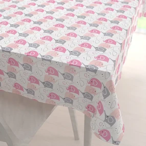 Biante Detský bavlnený obdĺžnikový obrus Sandra SA-279 Ružové sloníky 100x140 cm