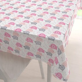 Biante Detský bavlnený obdĺžnikový obrus Sandra SA-279 Ružové sloníky 60x100 cm