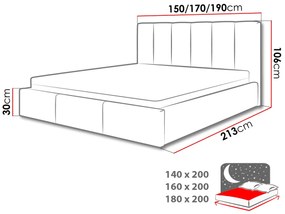 Manželská posteľ 160cm Tess  (sivá). Vlastná spoľahlivá doprava až k Vám domov. 1123207