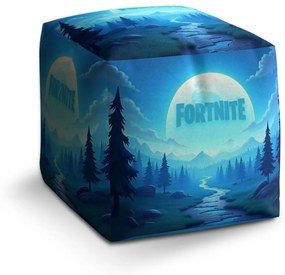 Sablio Taburet Cube FORTNITE Modré údolie s mesiacom: 40x40x40 cm