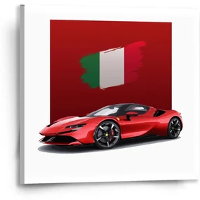 Sablio Obraz Ferrari Talianska vlajka na červenom bloku - 50x50 cm