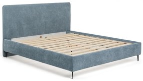 Modrá čalúnená dvojlôžková posteľ s roštom 160x200 cm Noira Slim – Bonami Selection
