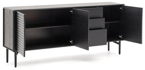 Čierna komoda v dekore duba 200x86x45 cm Lenon – Kave Home
