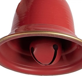 Vianočná dekorácia 3 červené kovové zvončeky na povraze - 17*23*52 cm