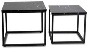 PROXIMA.store - Loftový set konferenčných stolíkov TEVET FARBA: čierny mramor, FARBA NÔH: čierna