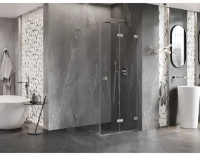 Mexen Lunar-F L, sprchový kút pravý 80 x 80 cm, 8mm číre sklo, oceľový profil, 836L-080-080-97-00-P