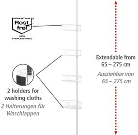 WENKO 26015100 - Rohová polica DOLCEDO 31x230 cm nerez/biela