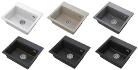 Sink Quality Ferrum New 5055, 1-komorový granitový drez 560x500x210 mm + chrómový sifón, šedá, SKQ-FER.5055.G.X
