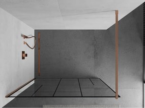 Mexen Kioto, sprchová zástena Walk-In 70 x 200 cm, 8mm číre sklo čierny vzor, medený matný profil, 800-070-101-65-78