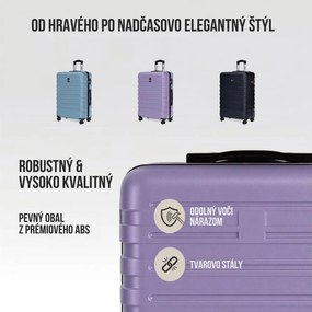 Sada škrupinových cestovných kufrov NEW YORK, 3-dielna, ABS, svetlá fialová Deuba