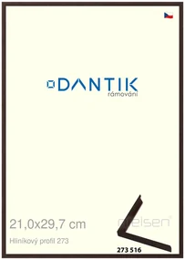 DANTIK rám na obraz 21x29,7 | ALU Dýha wenge tmavá (Sklo Čiré)
