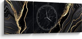 Obraz zlaté abstrakcie (s hodinami) (90x30 cm)