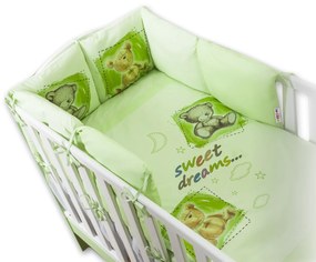 Baby Nellys Obliečky s vankúšikovým mantinelom Sweet Dreams by TEDDY - zelený 120x90