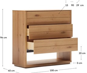 Vysoká komoda v dekore duba v prírodnej farbe 100x97 cm Alguema – Kave Home