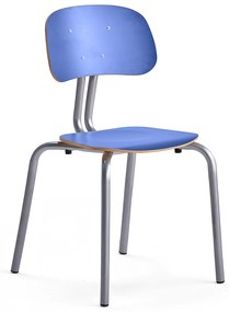 Školská stolička YNGVE, so 4 nohami, strieborná, modrá, V 460 mm