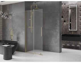 Mexen Velar, sprchová zástena s posuvnými dverami Walk-in 90 x 200 cm, 8mm sklo námraza, zlatá lesklá, 871-090-000-33-50