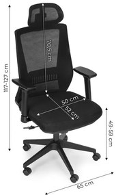 Ergonomická kancelárska stolička s priedušným operadlom a opierkou hlavy