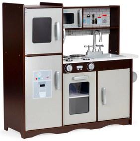 Veľká drevená kuchynka ECOTOYS s rúrou, mikrovlnkou a chladničkou