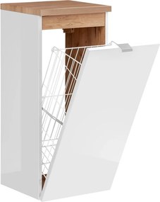 Comad Doplnková kúpeľňová skrinka nízka s košom na bielizeň Capri White 35 biela