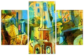Obraz - Architektúra, kubistická abstrakcia (90x60 cm)