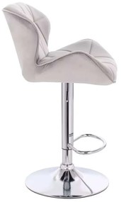 LuxuryForm DESIGN Barová stolička MILANO VELUR na striebornom tanieri - svetlo šedá