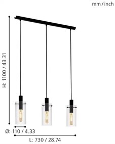 Eglo 97367 - Luster na lanku MONTEFINO 3xE27/60W/230V