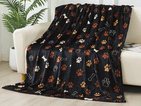 XPOSE® Mikroplyšová deka LABKY - čierna 200 x 220 cm